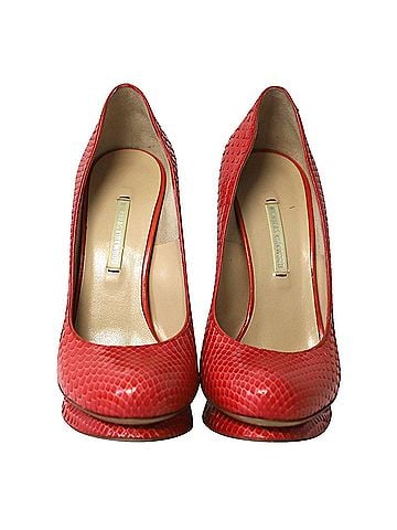 Nicholas Kirkwood Nicholas Kirkwood Snakeskin Embossed Platform High Heel Pumps in Red Patent Leather  (view 2)