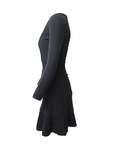 Sandro Sandro Paris Fluted Knit Dress in Black Cotton (view 2)