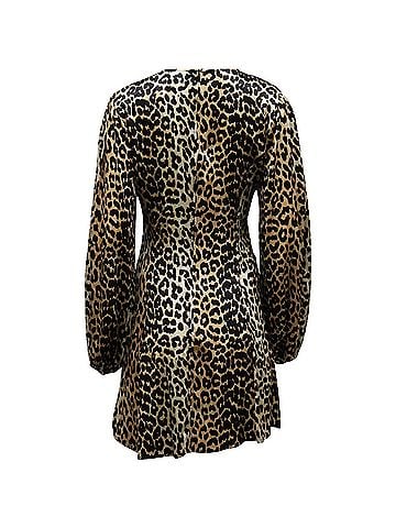 Ganni Ganni Blakely Leopard Print Mini Dress in Brown Silk Blend (view 2)