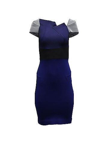 RM by Roland Mouret Roland Mouret Accent Sleeve Bodycon Dress in Blue Polyester (view 1)