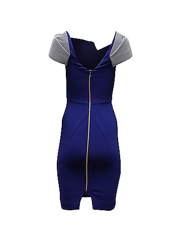 RM by Roland Mouret Roland Mouret Accent Sleeve Bodycon Dress in Blue Polyester (view 2)