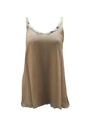 Alice + Olivia Alice + Olivia Chiffon Tank Top in Tan Silk (view 1)