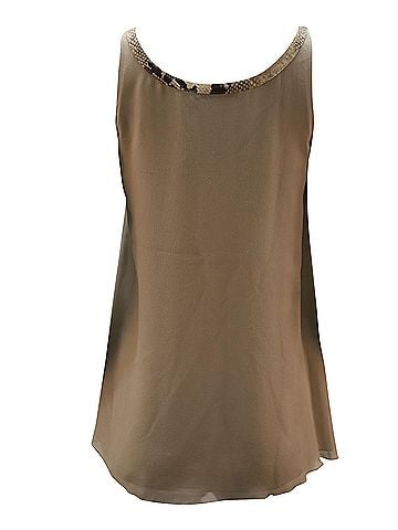 Alice + Olivia Alice + Olivia Chiffon Tank Top in Tan Silk (view 2)