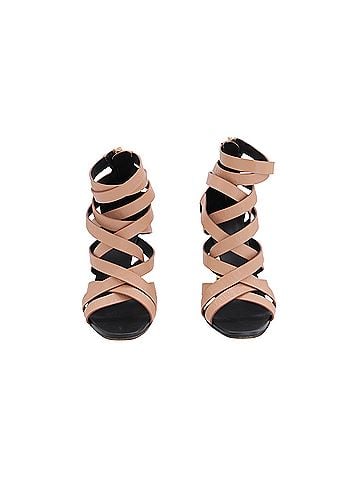 Balmain Balmain Charlotte 95 Logo-Embossed Sandals in Pink Leather (view 2)
