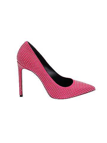 Saint Laurent Saint Laurent Studded Pointed Toe Pumps in Pink Leather (view 1)