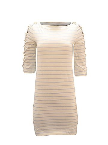 Ralph Lauren Lauren Ralph Lauren Striped Dress with Lace-Up Sleeves in Multicolor Cotton (view 1)