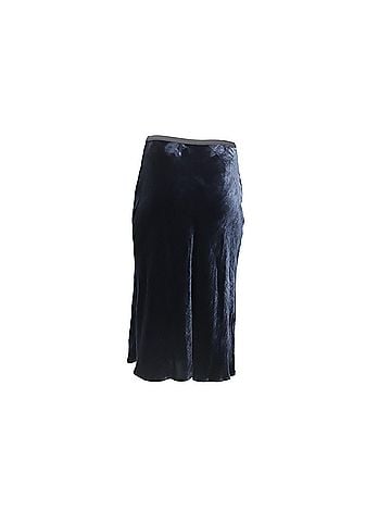Vince. Vince Midi Skirt in Navy Blue Velvet (view 2)