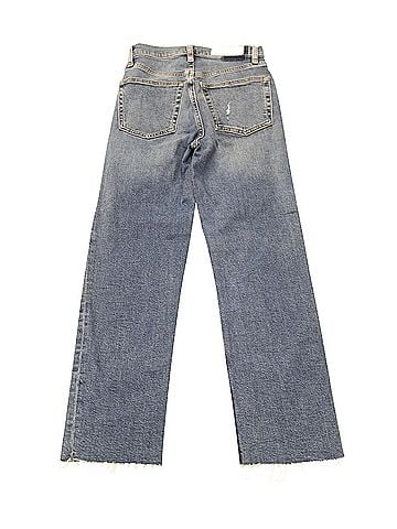 RE/DONE Re/Done Comfort Stretch Ultra High Rise Stove Pipe Jeans in Blue Cotton Denim (view 2)