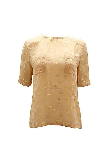 Marc Jacobs Marc by Marc Jacobs Sheer Blouse with Gold in Pink Silk (view 1)