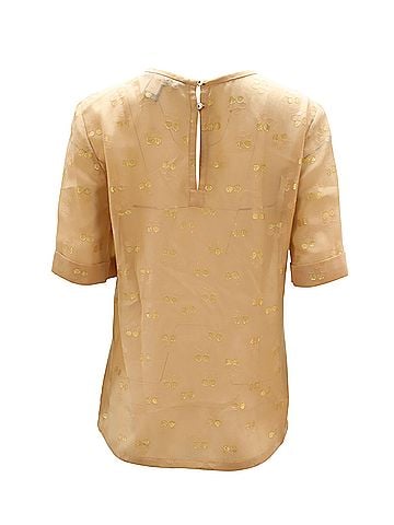 Marc Jacobs Marc by Marc Jacobs Sheer Blouse with Gold in Pink Silk (view 2)