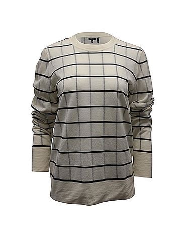 Theory Theory Grid Print Sweater in Eggshell White Wool Blend  (view 1)