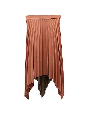 Acne Acne Studios Electric-Pleated Asymmetrical Midi Skirt in Orange Wool Blend (view 1)