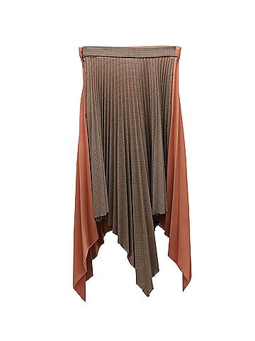 Acne Acne Studios Electric-Pleated Asymmetrical Midi Skirt in Orange Wool Blend (view 2)