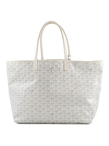 Goyard Goyard Saint Louis PM Tote Bag, Leather, STLOUIPMLTY50CL50P, White, Herringbone Pattern, Handbag (view 1)