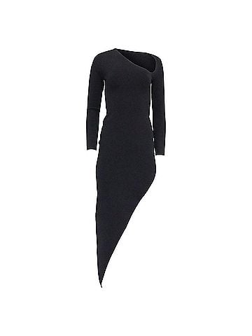 Alexander Wang Alexander Wang  Asymmetric Bodycon Midi Dress in Black Viscose (view 1)