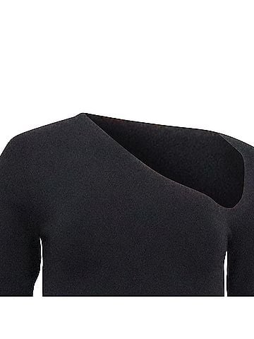 Alexander Wang Alexander Wang  Asymmetric Bodycon Midi Dress in Black Viscose (view 2)