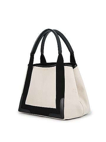 Balenciaga Balenciaga tote bag, navy cabas S, canvas, 339933, BALENCIAGA, white, black, handbag, BALENCIAGA (view 2)