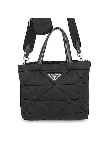 Prada Prada Small Padded Re-Nylon Tote Bag, Nylon Leather, 1BG373, PRADA 2-way Shoulder Black. (view 1)