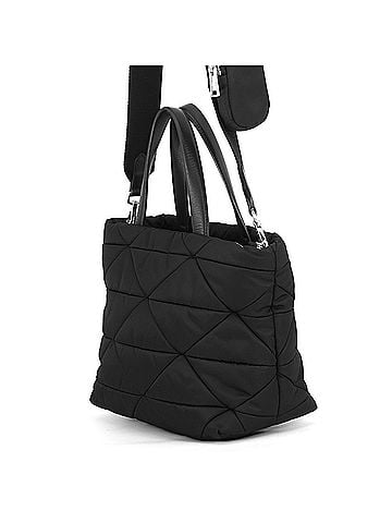 Prada Prada Small Padded Re-Nylon Tote Bag, Nylon Leather, 1BG373, PRADA 2-way Shoulder Black. (view 2)