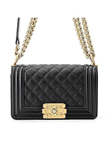 Chanel Chanel Chain Shoulder Bag Boy Small Matelassé Coco Mark Caviar Skin A67085 CHANEL Black Handbag Women's (view 1)