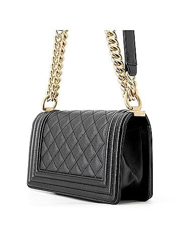 Chanel Chanel Chain Shoulder Bag Boy Small Matelassé Coco Mark Caviar Skin A67085 CHANEL Black Handbag Women's (view 2)