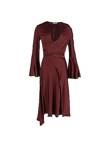 Acne Acne Studios Long Sleeve Dress In Burgundy Satin (view 1)