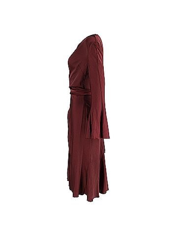 Acne Acne Studios Long Sleeve Dress In Burgundy Satin (view 2)