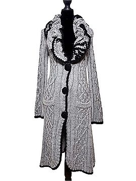 BCBGMAXAZRIA Baroque Ruffle Collar Duster Wool Cardigan (view 1)
