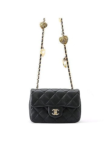Chanel Chanel Chain Shoulder Bag Mini Matelassé Coco Mark Lambskin AS3456 CHANEL Heart Black Handbag Women's (view 1)