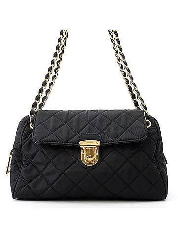 Prada Prada chain shoulder bag, quilted nylon, BR4965, PRADA handbag, black, (view 1)
