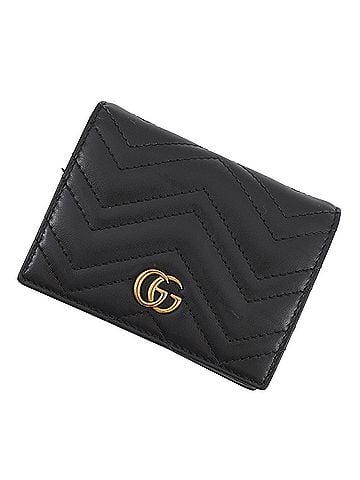 Gucci Gucci GG Marmont Bi-fold Wallet, Compact Leather, 466492, GUCCI Double G, Black, WALLET (view 1)
