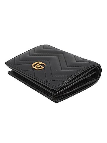 Gucci Gucci GG Marmont Bi-fold Wallet, Compact Leather, 466492, GUCCI Double G, Black, WALLET (view 2)