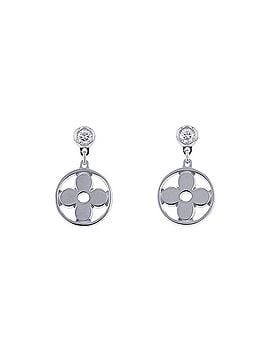 Louis Vuitton Louis Vuitton Monogram Idylle Earrings, 2 Diamonds, Approx. 0.08ct Total, 18K White Gold, Q96167, Flower, Diamond LOUIS VUITTON (view 1)