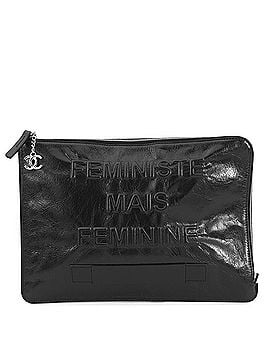 Chanel Chanel clutch bag, Coco mark, leather, CHANEL handbag, sale item, black, handbag for men, (view 1)