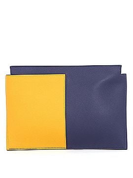 Hermès Hermes Clutch Bag Necto Jaune Ambre Blue Ancre Black Evercolor Box Calf C Stamp Men's Handbag HERMES (view 1)