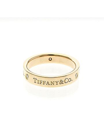 Tiffany & Co. TIFFANY Flat Band Ring With 3 Diamonds Pink Gold (18K) Polished (view 1)