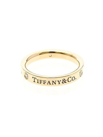 Tiffany & Co. TIFFANY Flat Band Ring With 3 Diamonds Pink Gold (18K) Polished (view 1)