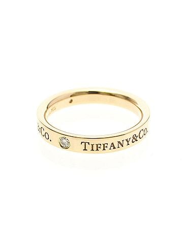 Tiffany & Co. TIFFANY Flat Band Ring With 3 Diamonds Pink Gold (18K) Polished (view 2)
