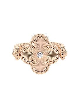 Van Cleef & Arpels Van Cleef & Arpels Alhambra Reversible Ring, Gray Mother-of-Pearl, 1P Diamond (0.04ct), Guilloché, 18K Pink Gold, VCARPGV500. (view 1)