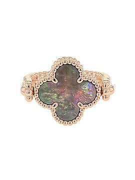 Van Cleef & Arpels Van Cleef & Arpels Alhambra Reversible Ring, Gray Mother-of-Pearl, 1P Diamond (0.04ct), Guilloché, 18K Pink Gold, VCARPGV500. (view 2)
