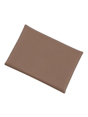 Hermès Hermes Calvi Duo Etoupe Chevre Mysore Wallet (W stamp) - Coin Purse, Card Case, Business Holder. (view 1)