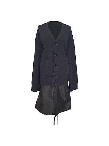 Burberry Burberry Perren Contrast Nylon Panel Cardigan In Black Wool (view 1)
