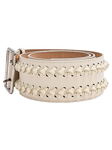 Alexander McQueen Alexander McQueen Braided Belt in White Leather (view 2)