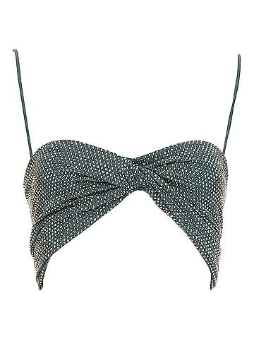 Alexandre Vauthier ALEXANDRE VAUTHIER Sage green strass crystal encrusted twist cropped top (view 1)