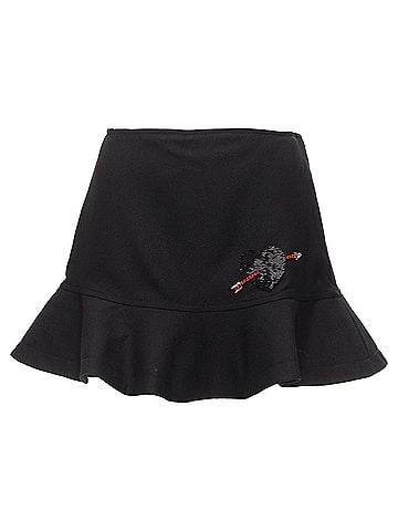 Mario Valentino VALENTINO black virgin wool blend red bead Heart flared skirt shorts IT38 XS (view 1)