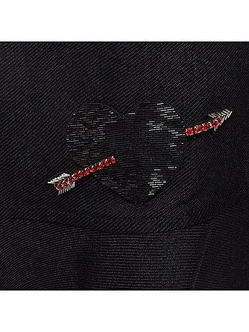 Mario Valentino VALENTINO black virgin wool blend red bead Heart flared skirt shorts IT38 XS (view 2)