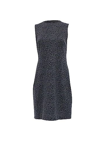 AKRIS Akris Patterned Mini Shift Dress in Grey Wool (view 1)