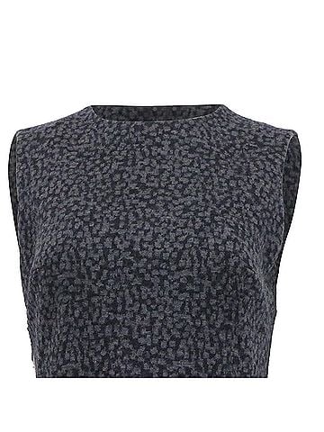 AKRIS Akris Patterned Mini Shift Dress in Grey Wool (view 2)