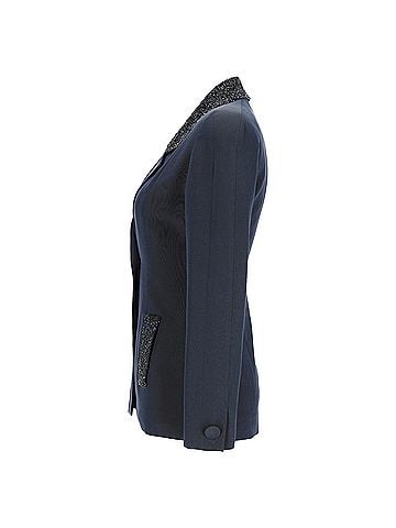 ROCHAS Rochas Embellished Blazer in Navy Blue Polyester (view 2)