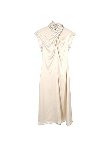 Beaufille Beaufille Draped Midi Dress in Cream Acetate (view 1)